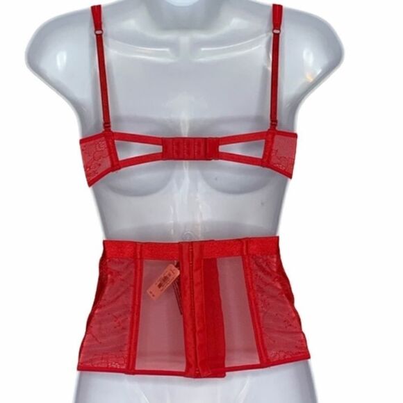 VS red laced cut out bustier corset - Picture 3 of 6